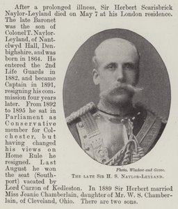 De overleden Sir H S Naylor-Leyland door English Photographer