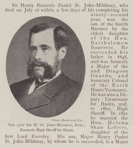 De overleden Sir H St John-Mildmay, baronet, voormalig hoge sheriff van Hants door English Photographer