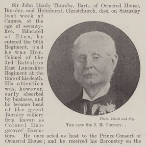 Wijlen Sir J H Thursby door English Photographer