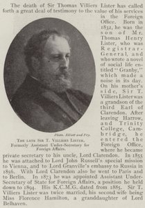 De wijlen Sir T Villiers Lister, voormalig adjunct-ondersecretaris voor Buitenlandse Zaken door English Photographer