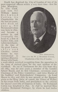 De overleden Sir W J Richmond Cotton, Kamerheer van de Stad Londen