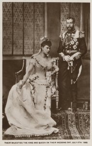 Het huwelijk van Prins George, Hertog van York (later Koning George V), en Prinses Mary van Teck (later Koningin Mary) door English Photographer