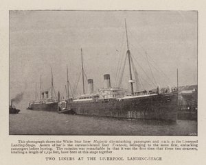 Twee lijnschepen bij de Liverpool Landing-Stage