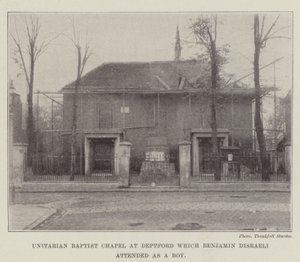 Unitarische baptistenkapel in Deptford die Benjamin Disraeli als jongen bezocht