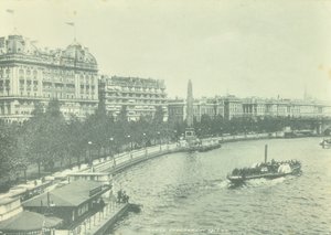 Victoria Embankment, Westminster: noordwaarts vanaf Hungerford Bridge, 1895