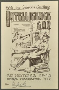 Met de seizoensgroeten, Inlichtingen G.H.Q., Kerstmis 1918 van E. M. Jack, 1918 door English Photographer