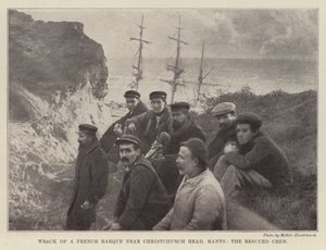 Wrak van een Franse Bark bij Christchurch Head, Hants, de Geredde Bemanning