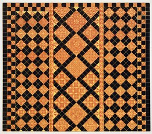 14e-eeuwse bestrating uit Worcester Cathedral Choir School, illustratie uit Specimens of Tile Pavements, getekend van bestaande autoriteiten, door Henry Shaw, 1858