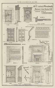 Houtsnijwerk uit de 16e eeuw, geïllustreerd vanuit Haddon Hall door English School