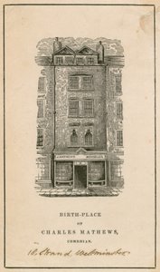 18 Strand, Westminster, Londen, geboorteplaats van Charles Matthews, komiek door English School