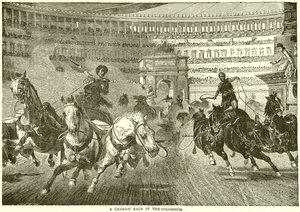 Een wagenrace in het Colosseum