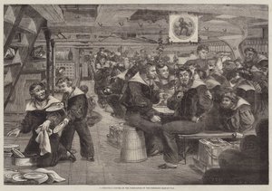 Een kerstdiner in het vooronder van de Pembroke Man-of-War door English School
