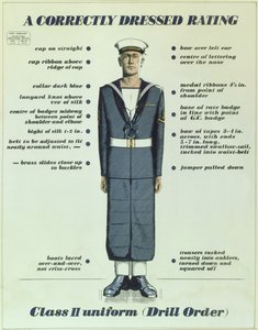 Een Correct Geklede Matroos, Klasse II uniform (Drill Order), 1957 door English School