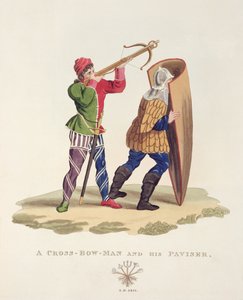 Een kruisboogschutter en zijn paviser, 1433, uit Oud Wapenrusting door Samuel Rush Meyrick, 1824 door English School