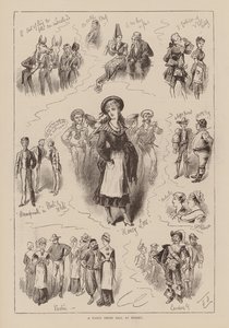 Een gekostumeerd bal in Sydney (gravure) door English School