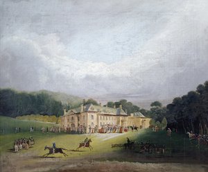 Een feest in Firle, waar het oude spel Quintain werd herleefd, 1827 door English School