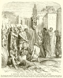 Een Gallische stamhoofd invasie en verovering van Rome