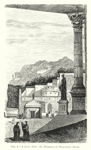 Een Griekse tombe, het monument van Themistocles, Athene door English School