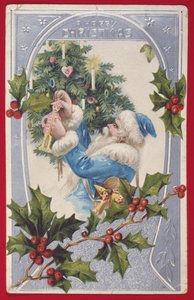 "Een vrolijk kerstfeest", Victoriaanse kaart door English School