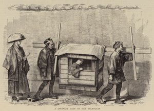 Een Japanse Dame in haar Palankijn (gravure)