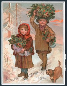 Een vreugdevolle kerst voor jou - Victoriaanse kerstkaart door English School