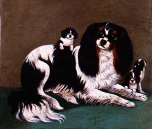 Een King Charles Spaniel familie, Provinciale School door English School
