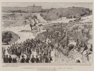 Een Mohammedaanse pelgrimstocht naar het graf van Mozes (gravure) door English School