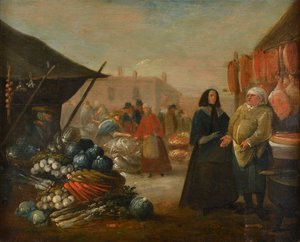 Een marktscène door English School