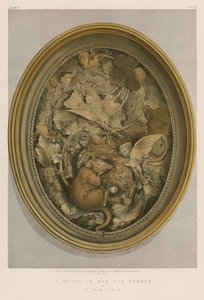 Een model in was voor brons door A Cain, Parijs (chromolitho) door English School