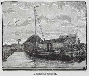 Een Norfolk Wherry (gravure) door English School
