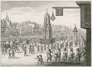 Een noordoostelijk uitzicht op Cheapside met The Cross en Conduit