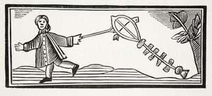 Een Papieren Vlieger die de hoge lucht in gaat, illustratie uit Chap-books van de Achttiende Eeuw door John Ashton, uitgegeven 1882 door English School