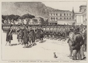 Een parade van de Highland Companies van de Capetown Volunteers, in Kaapstad, Zuid-Afrika
