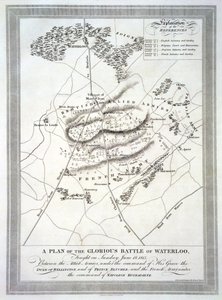 Een plan van de glorieuze slag bij Waterloo door English School