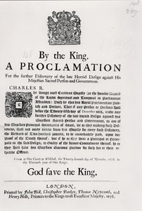 Een proclamatie van de koning, voor de verdere ontdekking van het late gruwelijke ontwerp tegen de heilige persoon en regering van Zijne Majesteit, 27 november 1678