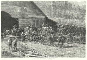 Een spoorwegterminal in het noordwesten (gravure) door English School