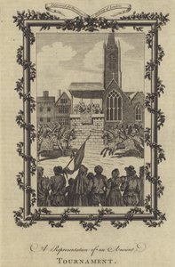 Een voorstelling van een oud toernooi (gravure)