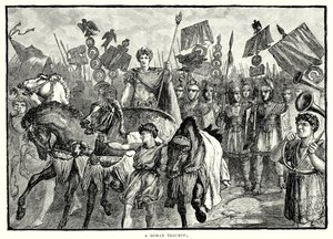 Een Romeinse triomf (gravure) door English School