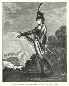 Een Koninklijke Edinburgh Vrijwilliger (gravure) door English School