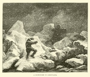 Een sneeuwstorm in Groenland