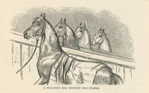 Een vreemdeling is de stal binnengegaan (gravure) door English School