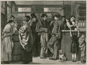A Sunday Afternoon in a Gin Palace, drawn from life door English School