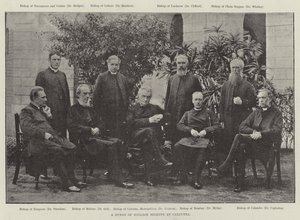 Een synode van Engelse bisschoppen in Calcutta (gravure) door English School