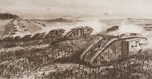 Een tankoffensief bij Cambrai, Frankrijk, illustratie uit 
