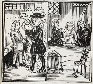 Een Vreselijke en Tijdige Waarschuwing voor Jonge Mannen, illustratie uit Chap-books of the Eighteenth Century door John Ashton, gepubliceerd 1882