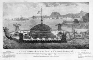 Een Uitzicht op het Franse Vlot bij St. Malo, februari 1798 door English School