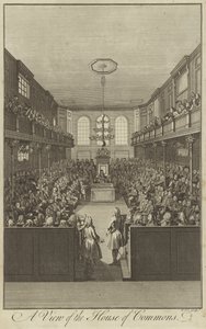 Een aanzicht van het Lagerhuis, Westminster door English School