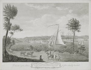 Een Zicht op de Stad en Haven van Montego Bay, in de Parochie van St. James, Jamaica, genomen vanaf de Weg naar St. Ann
