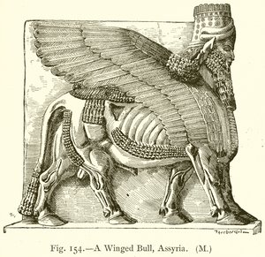 Een gevleugelde stier, Assyrië