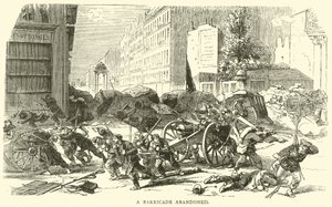 Een verlaten barricade, april 1871 door English School